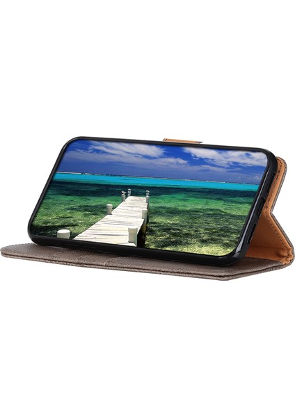 Khazneh Xiaomi Poco F6 Pro 5g Kılıf Cüzdan Sığır Derisi Doku Deri Telefon Kapağı-Haki (Yurt Dışından)