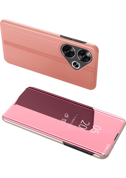 Xiaomi Poco F6 5g Kılıf Görünüm Penceresi Standı Deri Telefon Kapağı-Gül Altın (Yurt Dışından)
