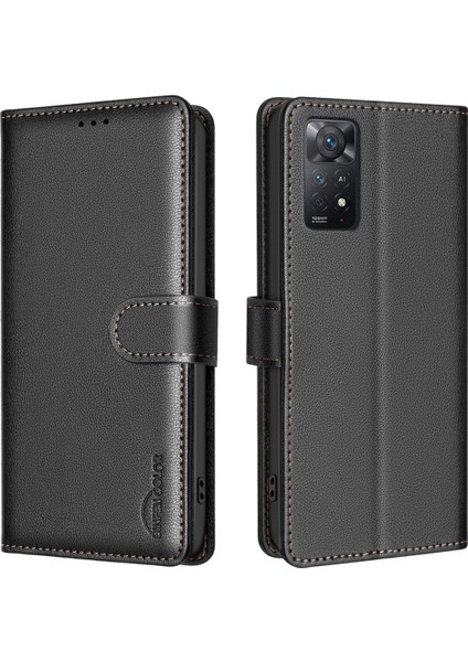 Xiaomi Redmi Note 11 Pro 4g (Mediatek)/note 11 Pro 5g (Qualcomm) Deri Telefon Kılıfı-Siyah (Yurt Dışından)