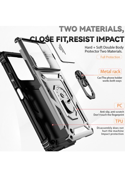 Xiaomi Redmi Için Not 13 5g Kılıf Araç Montaj Kickstand Pc + Tpu Telefon Kapağı Slayt Lens Koruma-Gümüş (Yurt Dışından) fırsatları