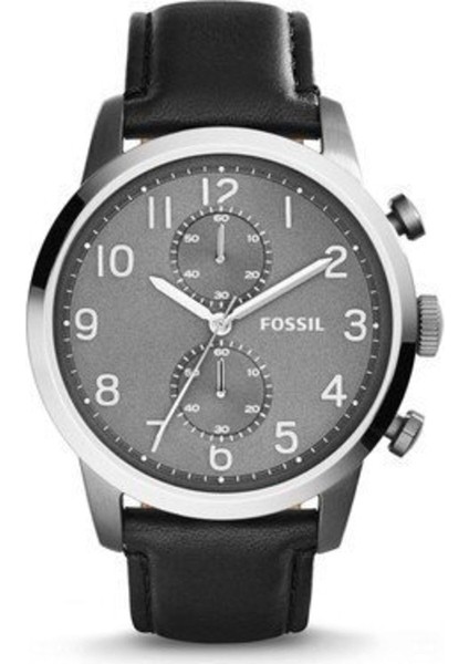 Fossil FS4935 Siyah Renk Hakiki Deri Silikon Kaplama Saat Kordonu Kayışı 46MM