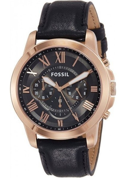 Fossil FS4935 Siyah Renk Hakiki Deri Silikon Kaplama Saat Kordonu Kayışı 46MM