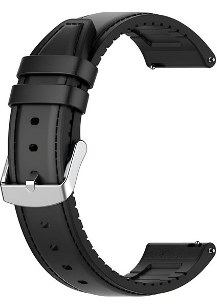 Fossil FS4972 Siyah Renk Hakiki Deri Silikon Kaplama Saat Kordonu Kayışı 46MM