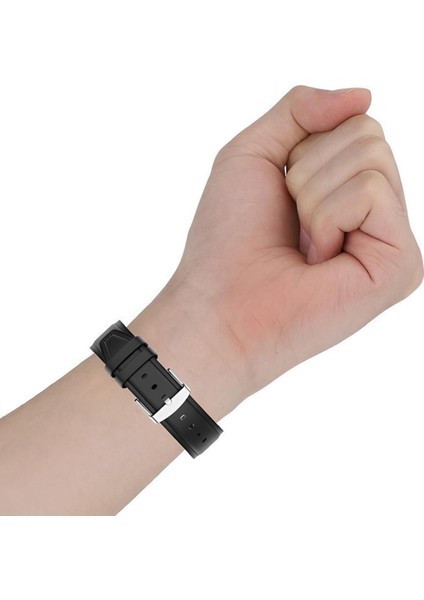 Fossil FS4972 Siyah Renk Hakiki Deri Silikon Kaplama Saat Kordonu Kayışı 46MM