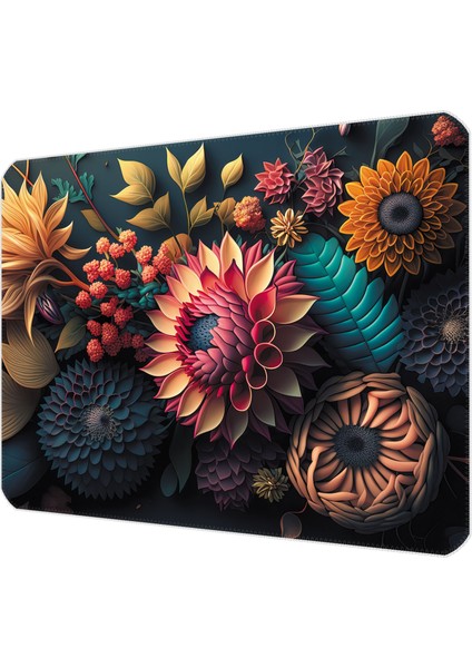 40X30CM Gaming Oyuncu Mousepad Kaymaz Kauçuk Taban Dikişli Kenar Exotic Flowers MP154030