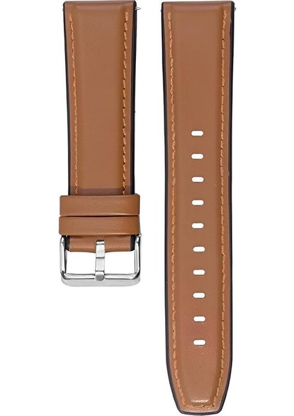 Fossil FS5454 Taba Renk Hakiki Deri Silikon Kaplama Saat Kordonu Kayışı 46MM