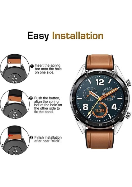 Fossil FS5454 Taba Renk Hakiki Deri Silikon Kaplama Saat Kordonu Kayışı 46MM