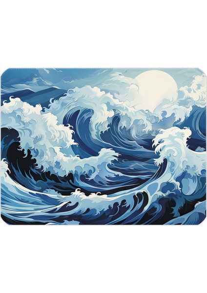 40X30CM Gaming Oyuncu Mousepad Kaymaz Kauçuk Taban Dikişli Kenar Ocean Storm MP144030