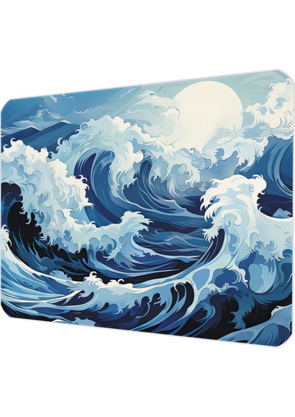 40X30CM Gaming Oyuncu Mousepad Kaymaz Kauçuk Taban Dikişli Kenar Ocean Storm MP144030