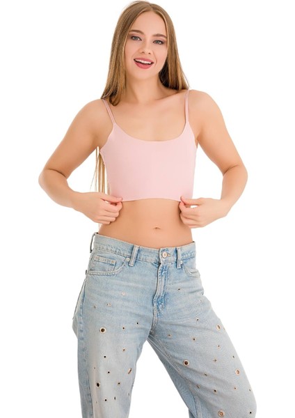 777 Kadın Ince Askılı Lazer Kesim Crop Büstiyer fırsatları