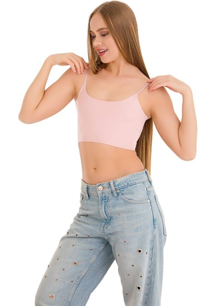 777 Kadın Ince Askılı Lazer Kesim Crop Büstiyer indirimleri