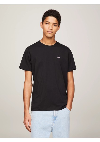 Tommy Hilfiger Erkek Tjm Slim Jersey C Yaka Ekstra T-Shirt - Siyah