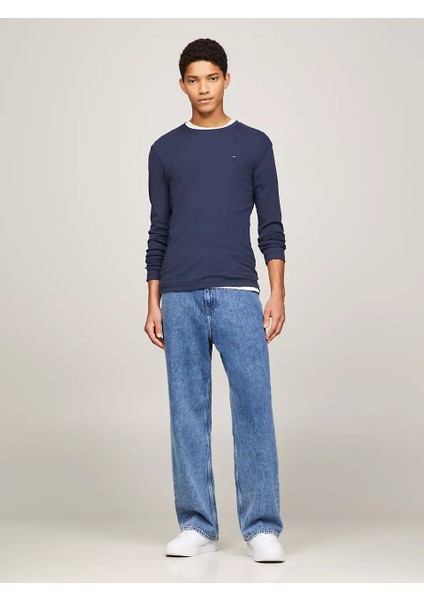 Erkek Tjm Orjinal Ribotlu Uzun Kollu T-Shirt - Mavi fiyatları