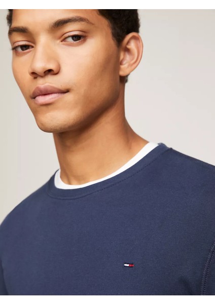 Erkek Tjm Orjinal Ribotlu Uzun Kollu T-Shirt - Mavi modelleri