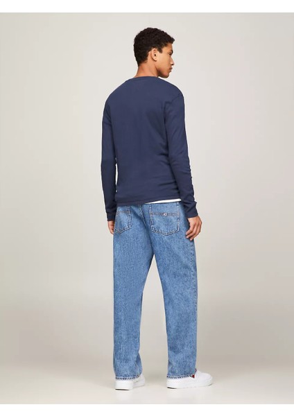 Erkek Tjm Orjinal Ribotlu Uzun Kollu T-Shirt - Mavi fırsatları