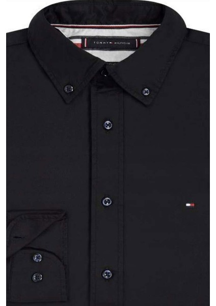 Tommy Hilfiger Erkek Core Flex Poplin Gömlek - Siyah