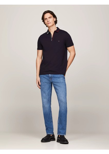 Erkek Rwb Zıp Placket Tıppıng Reg Polo Polo Lacivert T-Shirt