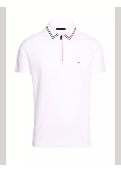 Erkek Rwb Zıp Placket Tıppıng Reg Polo Polo T-Shirt-Beyaz