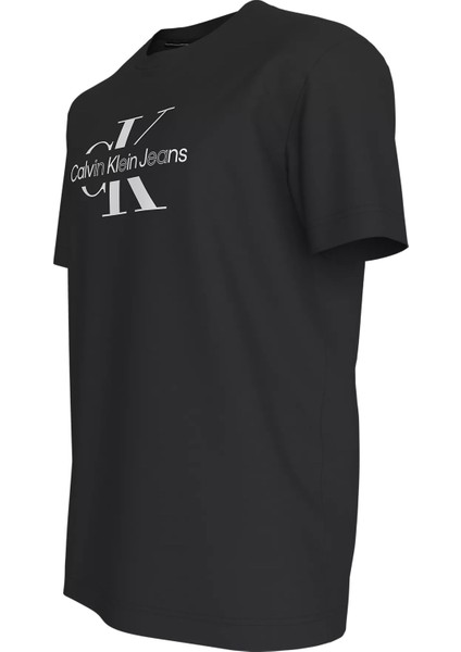 Erkek Dısrupted Outline Monologo T-Shirt - Siyah