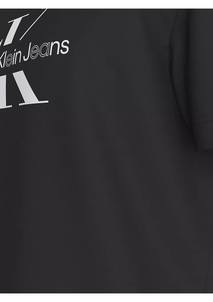 Erkek Dısrupted Outline Monologo T-Shirt - Siyah