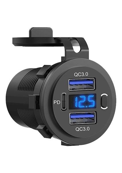 Çift USB Işıklı Soket 12-24V 6A Karavan Için