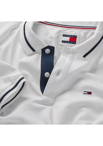 Tommy Hilfiger Erkek Tjm Reg Tıppıng Polo Polo T-Shirt-Beyaz