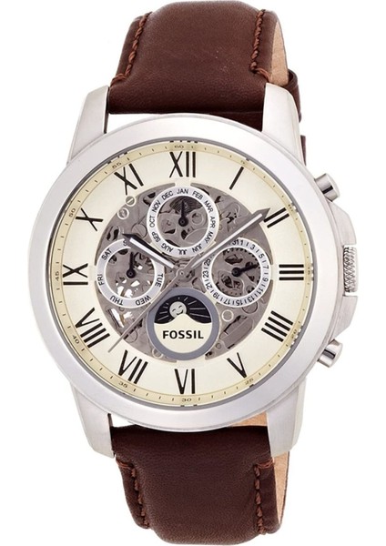 Fossil FS5068 Kahverengi Hakiki Deri Silikon Kaplama Saat Kordonu Kayışı 46MM