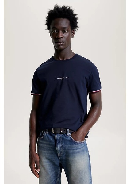 Erkek Th Logo Slim Fit T-Shirt - Lacivert