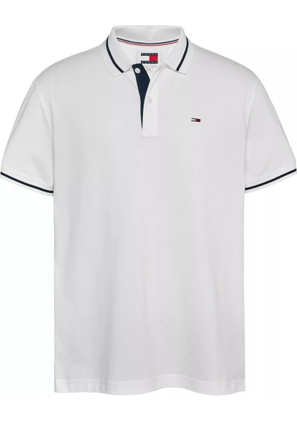 Tommy Hilfiger Erkek Tjm Reg Tıppıng Polo Polo T-Shirt-Beyaz