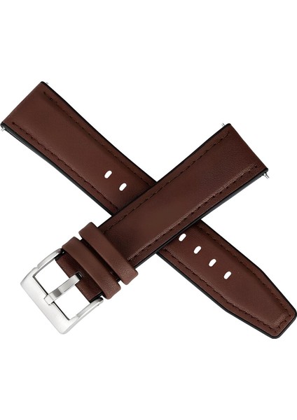 Fossil ES5068 Kahverengi Hakiki Deri Silikon Kaplama Saat Kordonu Kayışı 46MM