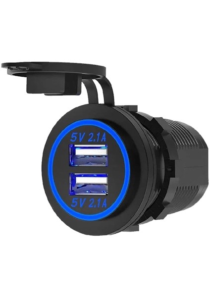 Çift USB Işıklı Soket 12-24V 4.2A Karavan Için