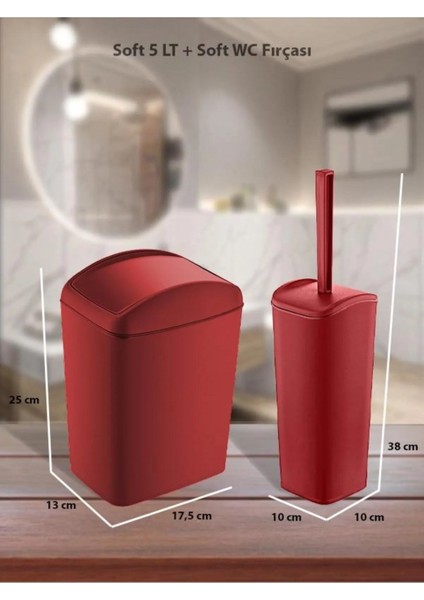 5 Lt Soft Çöp Kovası ve Wc Fırçası-Carmen