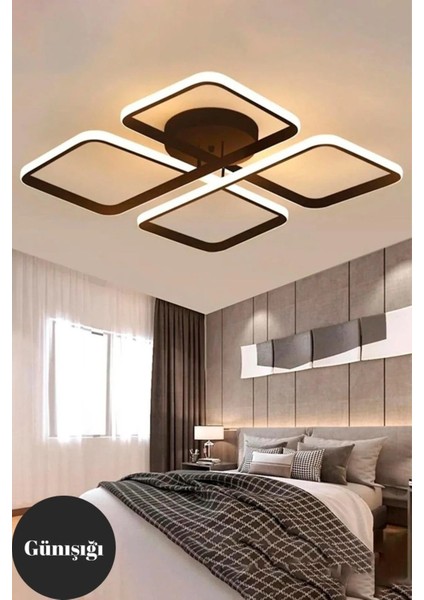 Avize - Novem Kare Led Model - Siyah Kasa - Gün Işığı