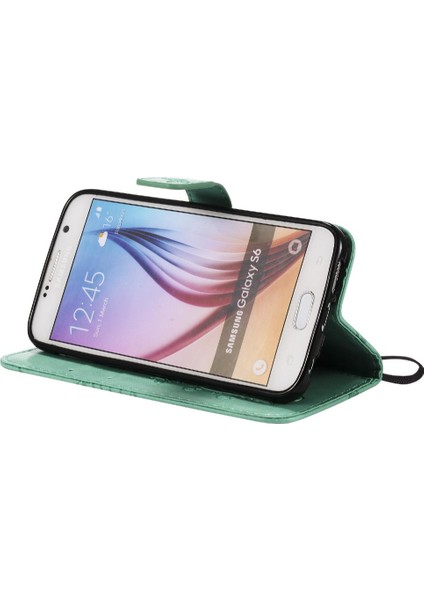 Kart Yuvası Standı ile Samsung Galaxy S6 Için Kılıf Kickstand Manyetik Pu Çevirin (Yurt Dışından)