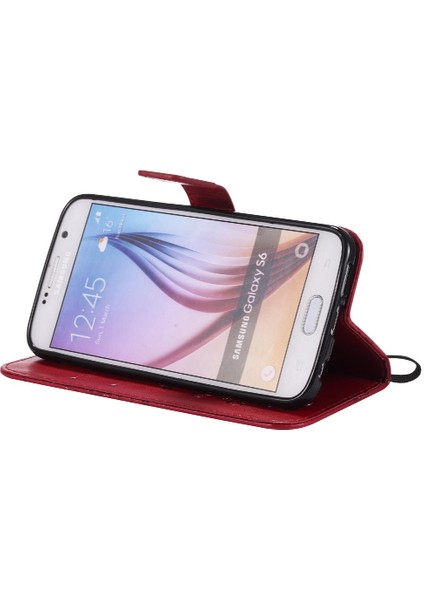 Kart Yuvası Standı ile Samsung Galaxy S6 Için Kılıf Kickstand Manyetik Pu Çevirin (Yurt Dışından)