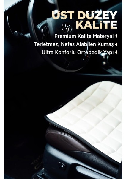 Universal Mozauto Desing Premium Cepli Terletmez Ortopedik Oto Koltuk Minderi - 1 Adet - Bej Kadife