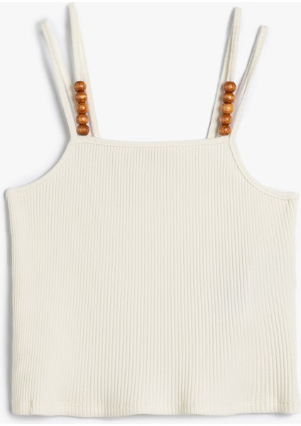 Askılı Atlet Ribanalı Yuvarlak Yaka Boncuk Detaylı