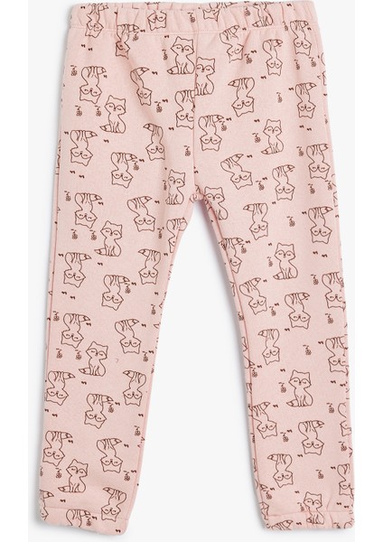 Jogger Eşofman Altı Beli Lastikli Tilki Baskı Detaylı