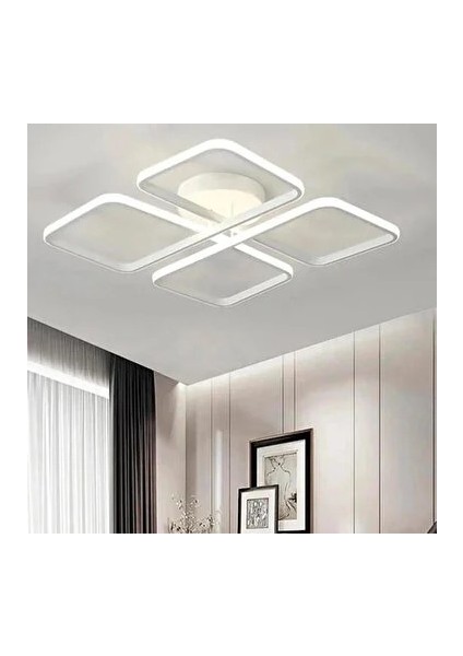 Avize - 60 cm Novem Kare Led Model- Beyaz Kasa-Beyaz Işık