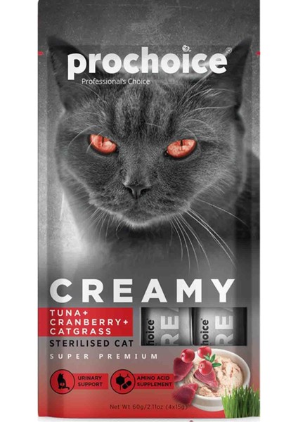 Creamy Ton Balıklı Kızılcıklı Ve Kedi Otlu Sıvı Kedi Ödül Maması 4x15 gr fırsatları