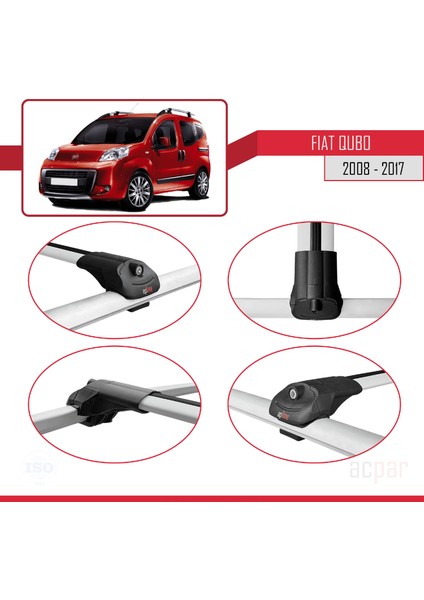 Fiat Qubo 2008-2017 Arası ile Uyumlu Ace-1 Ara Atkı Tavan Barı Gri 3 Adet Bar