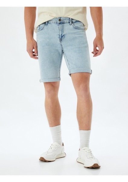 Slim Fit Kot Şort Bermuda Cep Detaylı Pamuklu modelleri