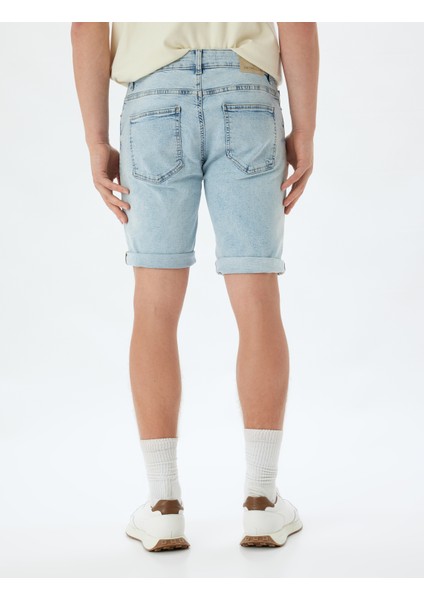 Slim Fit Kot Şort Bermuda Cep Detaylı Pamuklu fırsatları