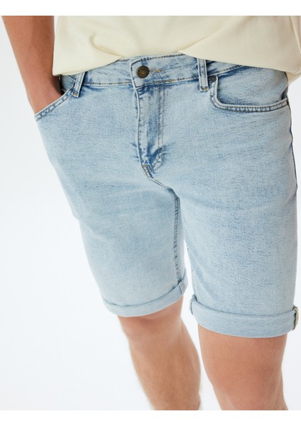 Slim Fit Kot Şort Bermuda Cep Detaylı Pamuklu indirimleri