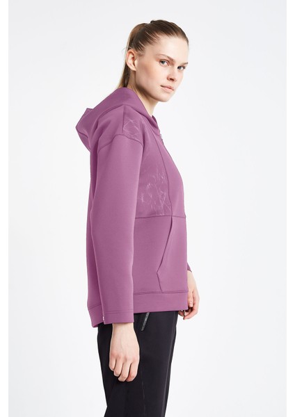Kadın Fermuarlı Kapüşonlu Sweatshirt 24N-2126