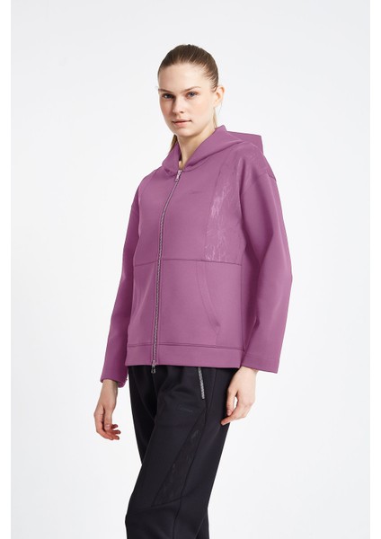Kadın Fermuarlı Kapüşonlu Sweatshirt 24N-2126