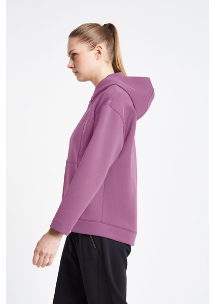 Kadın Fermuarlı Kapüşonlu Sweatshirt 24N-2126