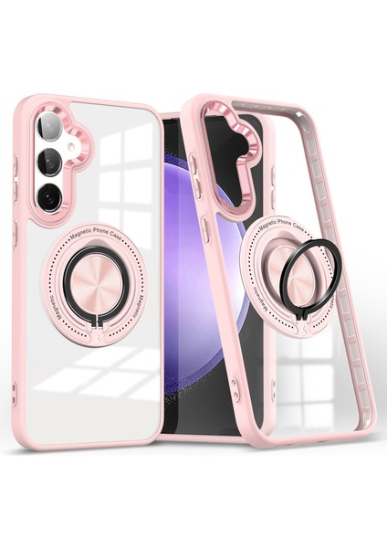 Samsung Galaxy S23 Fe Kılıf Manyetik Halka Tutucu Kickstand Pc+Tpu Telefon Kapağı-Pembe (Yurt Dışından)