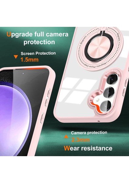 Samsung Galaxy S23 Fe Kılıf Manyetik Halka Tutucu Kickstand Pc+Tpu Telefon Kapağı-Pembe (Yurt Dışından) fiyatları