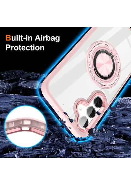 Samsung Galaxy S23 Fe Kılıf Manyetik Halka Tutucu Kickstand Pc+Tpu Telefon Kapağı-Pembe (Yurt Dışından) modelleri